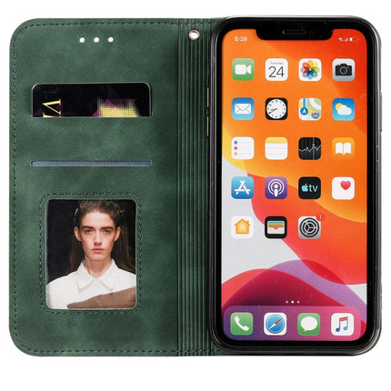 For iPhone 11 Pro Lucky Flowers Embossing Pattern Magnetic Horizontal Flip Leather Case with Holder & Card Slots(Dark Green)-garmade.com