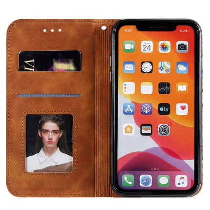 For iPhone 11 Pro Lucky Flowers Embossing Pattern Magnetic Horizontal Flip Leather Case with Holder & Card Slots(Brown)-garmade.com