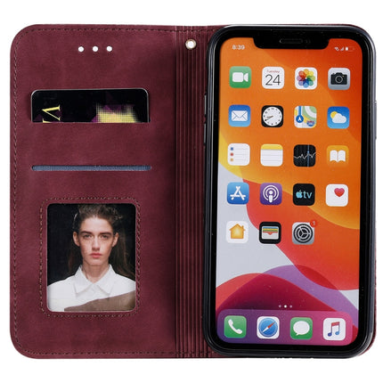 For iPhone 11 Pro Max Lucky Flowers Embossing Pattern Magnetic Horizontal Flip Leather Case with Holder & Card Slots(Wine Red)-garmade.com