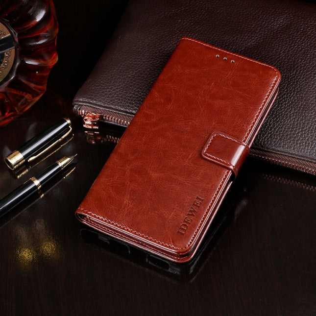 For iPhone X idewei Crazy Horse Texture Horizontal Flip Leather Case with Holder & Card Slots & Wallet(Brown)-garmade.com