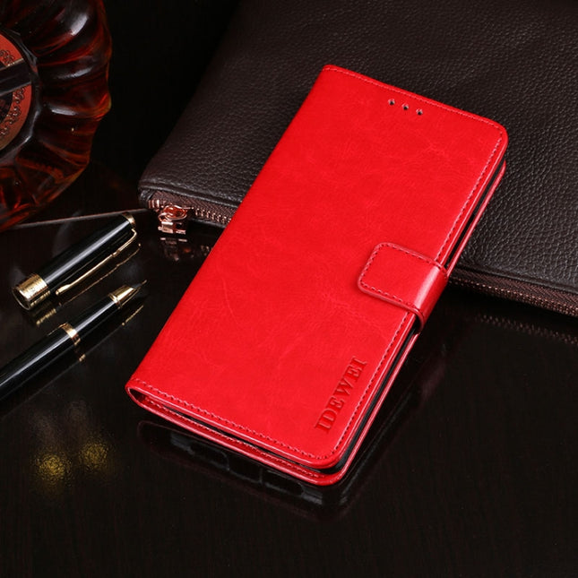 For iPhone X idewei Crazy Horse Texture Horizontal Flip Leather Case with Holder & Card Slots & Wallet(Red)-garmade.com