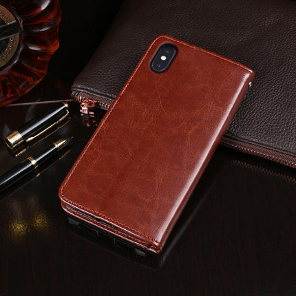 For iPhone X idewei Crazy Horse Texture Horizontal Flip Leather Case with Holder & Card Slots & Wallet(Rose Red)-garmade.com