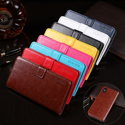 For iPhone X idewei Crazy Horse Texture Horizontal Flip Leather Case with Holder & Card Slots & Wallet(Rose Red)-garmade.com