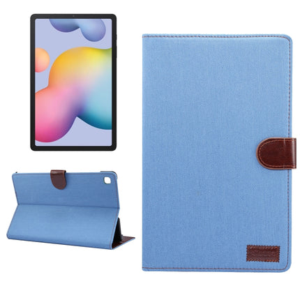 For Galaxy Tab S6 Lite P610 / P615 Horizontal Flip Denim Leather Case, with Holder & Card Slots & Wallet & Sleep / Wake-up Function(Light Blue)-garmade.com