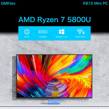 GMK KB10 Windows 11 Home Mini PC, 16GB+512GB, AMD Ryzen 7 5800U Quad Core, Support WiFi & BT(US Plug)-garmade.com