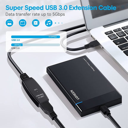 USB 3.0 Male to Female Data Sync Super Speed Extension Cable, Length:30m-garmade.com