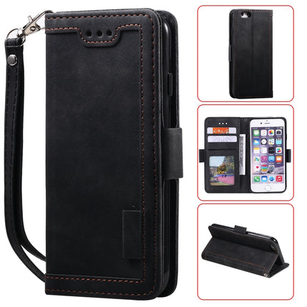 For iPhone SE 2020 / 8 / 7 Retro Splicing Horizontal Flip Leather Case with Card Slots & Holder & Wallet(Black)-garmade.com