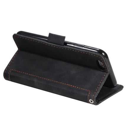 For iPhone SE 2020 / 8 / 7 Retro Splicing Horizontal Flip Leather Case with Card Slots & Holder & Wallet(Black)-garmade.com