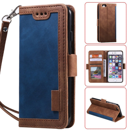 For iPhone SE 2020 / 8 / 7 Retro Splicing Horizontal Flip Leather Case with Card Slots & Holder & Wallet(Blue)-garmade.com
