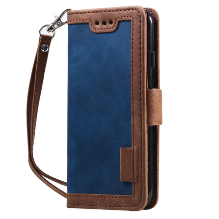 For iPhone SE 2020 / 8 / 7 Retro Splicing Horizontal Flip Leather Case with Card Slots & Holder & Wallet(Blue)-garmade.com