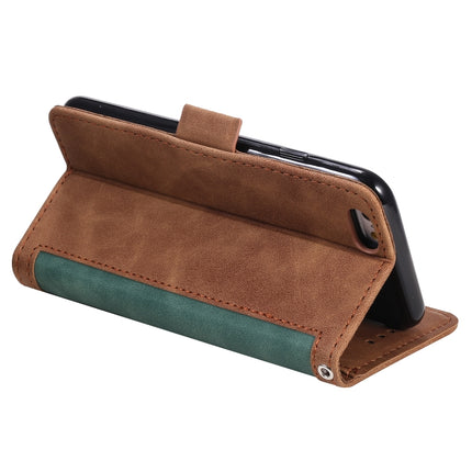 For iPhone SE 2020 / 8 / 7 Retro Splicing Horizontal Flip Leather Case with Card Slots & Holder & Wallet(Green)-garmade.com