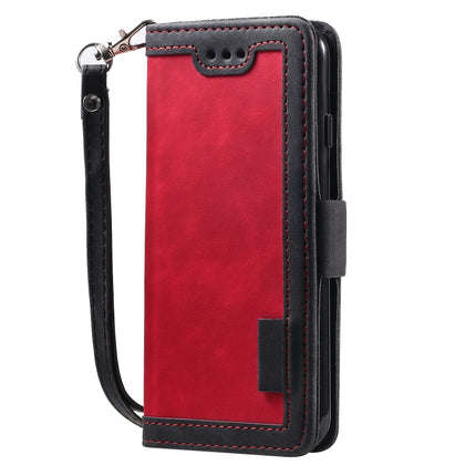 For iPhone SE 2020 / 8 / 7 Retro Splicing Horizontal Flip Leather Case with Card Slots & Holder & Wallet(Red)-garmade.com