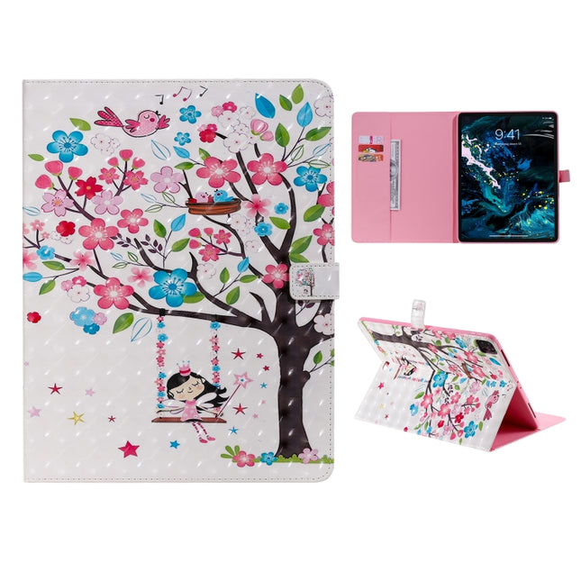 For iPad Pro 12.9 (2020) 3D Colored Drawing Horizontal Flip Leather Tablet Case with Holder & Card Slot & Wallet(Girl Under The Tree)-garmade.com