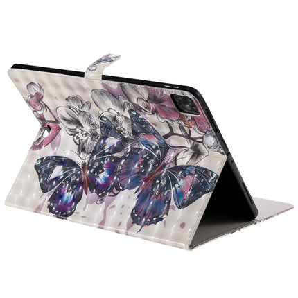 For iPad Pro 12.9 (2020) 3D Colored Drawing Horizontal Flip Leather Tablet Case with Holder & Card Slot & Wallet(Black Butterfly)-garmade.com