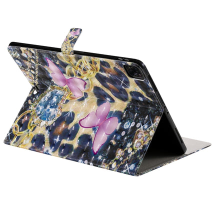 For iPad Pro 12.9 (2020) 3D Colored Drawing Horizontal Flip Leather Tablet Case with Holder & Card Slot & Wallet(Pink Butterfly)-garmade.com