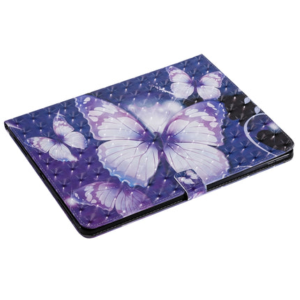 For iPad Pro 12.9 (2020) 3D Colored Drawing Horizontal Flip Leather Tablet Case with Holder & Card Slot & Wallet(Purple Butterfly)-garmade.com