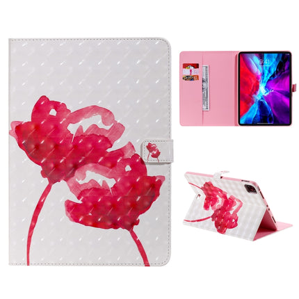 For iPad Pro 11 (2020) 3D Colored Drawing Horizontal Flip Leather Tablet Case with Holder & Card Slot & Wallet(Red Rose)-garmade.com