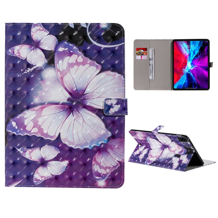 For iPad Pro 11 (2020) 3D Colored Drawing Horizontal Flip Leather Tablet Case with Holder & Card Slot & Wallet(Purple Butterfly)-garmade.com