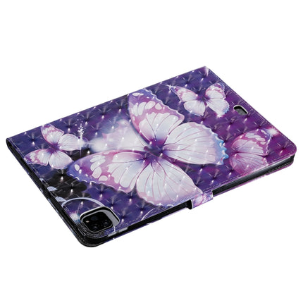 For iPad Pro 11 (2020) 3D Colored Drawing Horizontal Flip Leather Tablet Case with Holder & Card Slot & Wallet(Purple Butterfly)-garmade.com