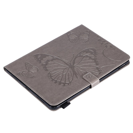 For iPad Pro 11 (2020) Pressed Printing Butterfly Pattern Horizontal Flip Leather Tablet Case with Holder & Card Slots & Wallet(Grey)-garmade.com