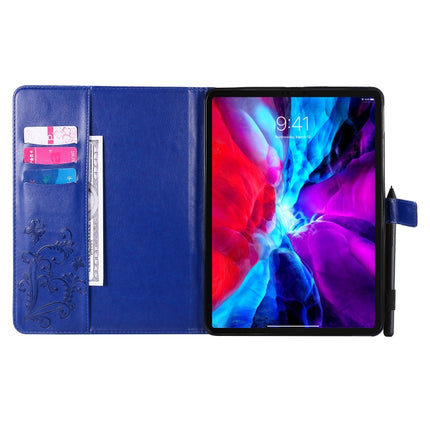 For iPad Pro 11 (2020) Pressed Printing Butterfly Pattern Horizontal Flip Leather Tablet Case with Holder & Card Slots & Wallet(Blue)-garmade.com
