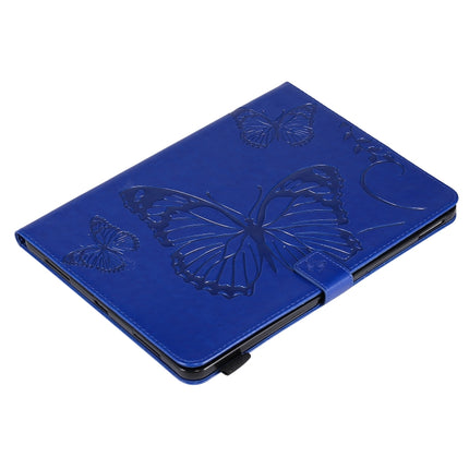 For iPad Pro 11 (2020) Pressed Printing Butterfly Pattern Horizontal Flip Leather Tablet Case with Holder & Card Slots & Wallet(Blue)-garmade.com
