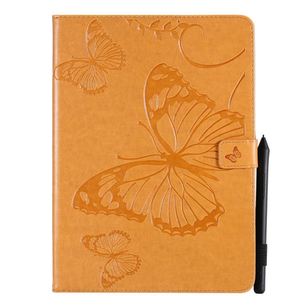 For iPad Pro 11 (2020) Pressed Printing Butterfly Pattern Horizontal Flip Leather Tablet Case with Holder & Card Slots & Wallet(Yellow)-garmade.com