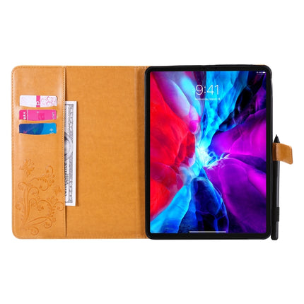For iPad Pro 11 (2020) Pressed Printing Butterfly Pattern Horizontal Flip Leather Tablet Case with Holder & Card Slots & Wallet(Yellow)-garmade.com
