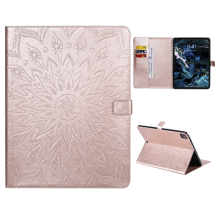 For iPad Pro 11 (2020) Pressed Printing Butterfly Pattern Horizontal Flip Leather Tablet Case with Holder & Card Slots & Wallet(Rose Gold)-garmade.com