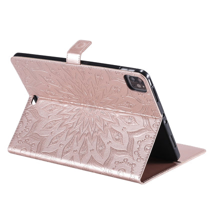 For iPad Pro 11 (2020) Pressed Printing Butterfly Pattern Horizontal Flip Leather Tablet Case with Holder & Card Slots & Wallet(Rose Gold)-garmade.com