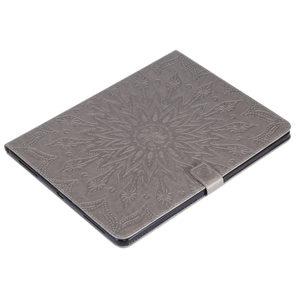 For iPad Pro 12.9 (2020) & Pro 12.9 (2018) Pressed Printing Sunflower Pattern Horizontal Flip PU Leather Tablet Case with Holder & Card Slots & Wallet(Grey)-garmade.com