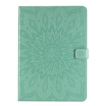 For iPad Pro 11 (2020) Pressed Printing Sunflower Pattern Horizontal Flip PU Leather Tablet Case with Holder & Card Slots & Wallet(Green)-garmade.com