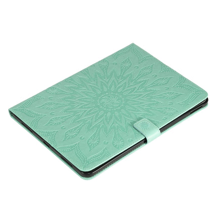 For iPad Pro 11 (2020) Pressed Printing Sunflower Pattern Horizontal Flip PU Leather Tablet Case with Holder & Card Slots & Wallet(Green)-garmade.com