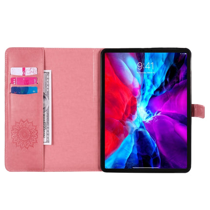 For iPad Pro 11 (2020) Pressed Printing Sunflower Pattern Horizontal Flip PU Leather Tablet Case with Holder & Card Slots & Wallet(Pink)-garmade.com