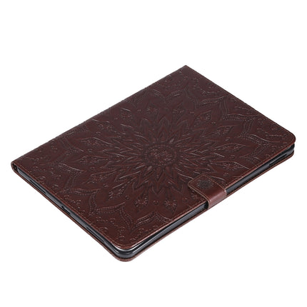 For iPad Pro 11 (2020) Pressed Printing Sunflower Pattern Horizontal Flip PU Leather Tablet Case with Holder & Card Slots & Wallet(Brown)-garmade.com