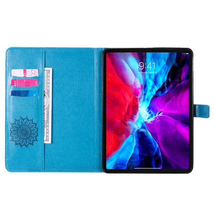 For iPad Pro 11 (2020) Pressed Printing Sunflower Pattern Horizontal Flip PU Leather Tablet Case with Holder & Card Slots & Wallet(Blue)-garmade.com