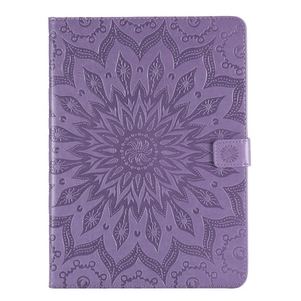For iPad Pro 11 (2020) Pressed Printing Sunflower Pattern Horizontal Flip PU Leather Tablet Case with Holder & Card Slots & Wallet(Purple)-garmade.com