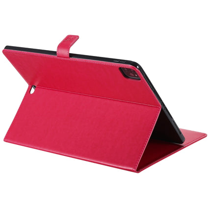 For iPad Pro 12.9 (2020) Pressed Printing Cat and Tree Pattern Horizontal Flip Leather Tablet Case with Holder & Card Slots & Wallet(Red)-garmade.com