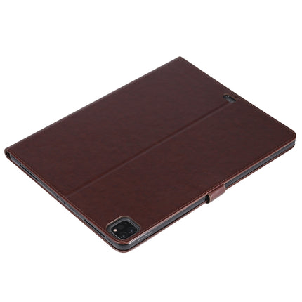 For iPad Pro 12.9 (2020) Pressed Printing Cat and Tree Pattern Horizontal Flip Leather Tablet Case with Holder & Card Slots & Wallet(Coffee)-garmade.com