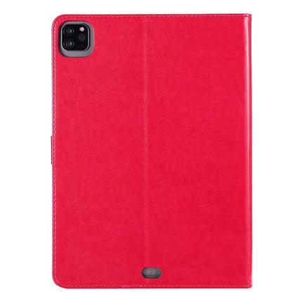 For iPad Pro 11 (2020) Pressed Printing Cat and Tree Pattern Horizontal Flip Leather Tablet Case with Holder & Card Slots & Wallet(Red)-garmade.com