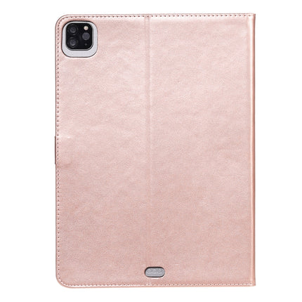 For iPad Pro 11 (2020) Pressed Printing Woman and Cat Pattern Horizontal Flip Leather Tablet Case with Holder & Card Slots & Wallet(Rose Gold)-garmade.com