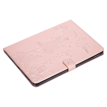 For iPad Pro 11 (2020) Pressed Printing Woman and Cat Pattern Horizontal Flip Leather Tablet Case with Holder & Card Slots & Wallet(Rose Gold)-garmade.com