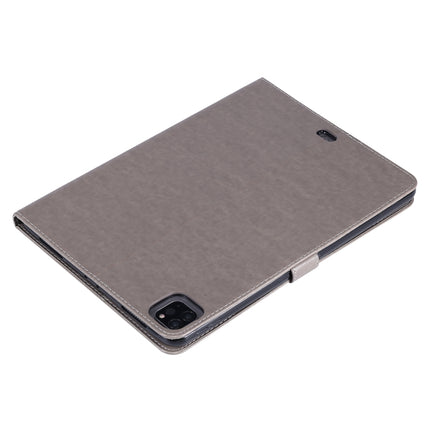 For iPad Pro 11 (2020) Pressed Printing Woman and Cat Pattern Horizontal Flip Leather Tablet Case with Holder & Card Slots & Wallet(Grey)-garmade.com