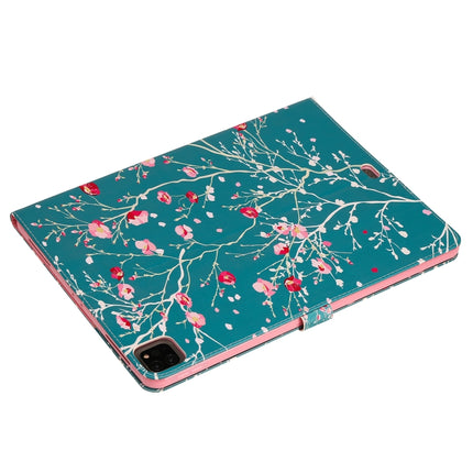 For iPad Pro 12.9 (2020) Colored Drawing Horizontal Flip Leather Tablet Case with Holder & Card Slot & Wallet(Apricot Blossom Tree)-garmade.com