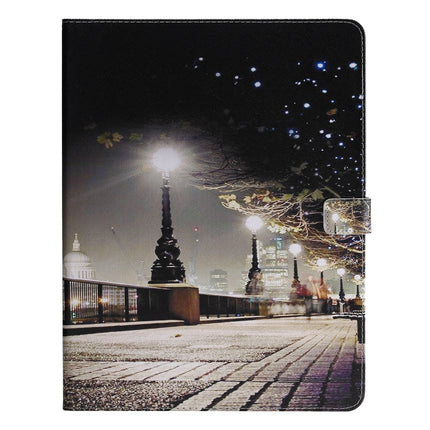 For iPad Pro 12.9 (2020) Colored Drawing Horizontal Flip Leather Tablet Case with Holder & Card Slot & Wallet(Cityscape)-garmade.com
