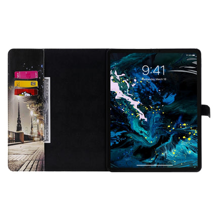 For iPad Pro 12.9 (2020) Colored Drawing Horizontal Flip Leather Tablet Case with Holder & Card Slot & Wallet(Cityscape)-garmade.com