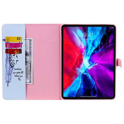 For iPad Pro 11 (2020) Colored Drawing Horizontal Flip Leather Tablet Case with Holder & Card Slot & Wallet(Feather)-garmade.com