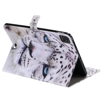 For iPad Pro 11 (2020) Colored Drawing Horizontal Flip Leather Tablet Case with Holder & Card Slot & Wallet(White Leopard)-garmade.com