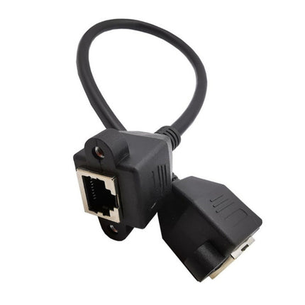 RJ45 Female to Female LAN Extension Cable with Screw Lock, Length:30cm-garmade.com