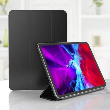 For iPad Pro 11 (2020) Horizontal Flip Ultra-thin Double-sided Clip Magnetic PU Leather Tablet Case with Three-folding Holder & Sleep / Wake-up Function(Black)-garmade.com